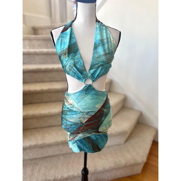 Farai London Blue Halter Mini Dress - Picture 3 of 8